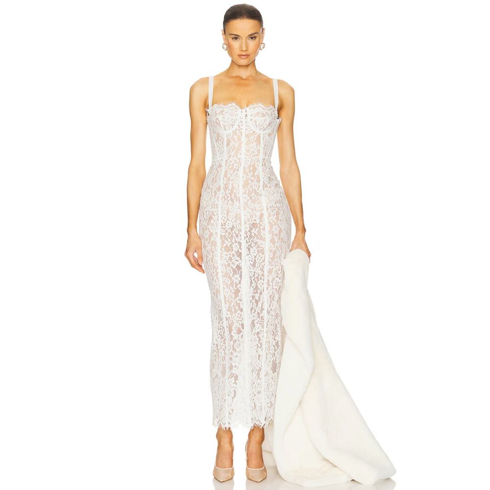 Helsa The Lace Column Dress White - Picture 2 of 16